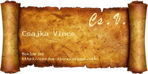 Csajka Vince névjegykártya